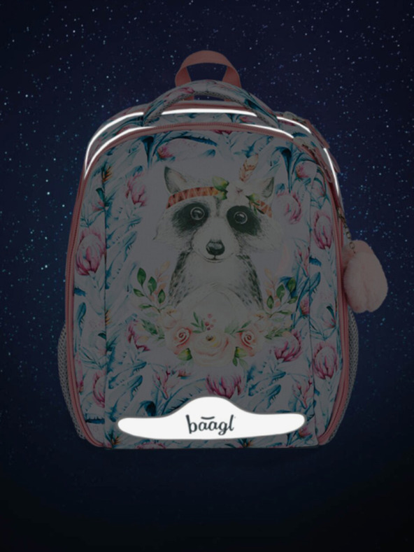 BAAGL  Set scolastico bianco: valigetta, astuccio, borsa Baagl Shelly Raccoon