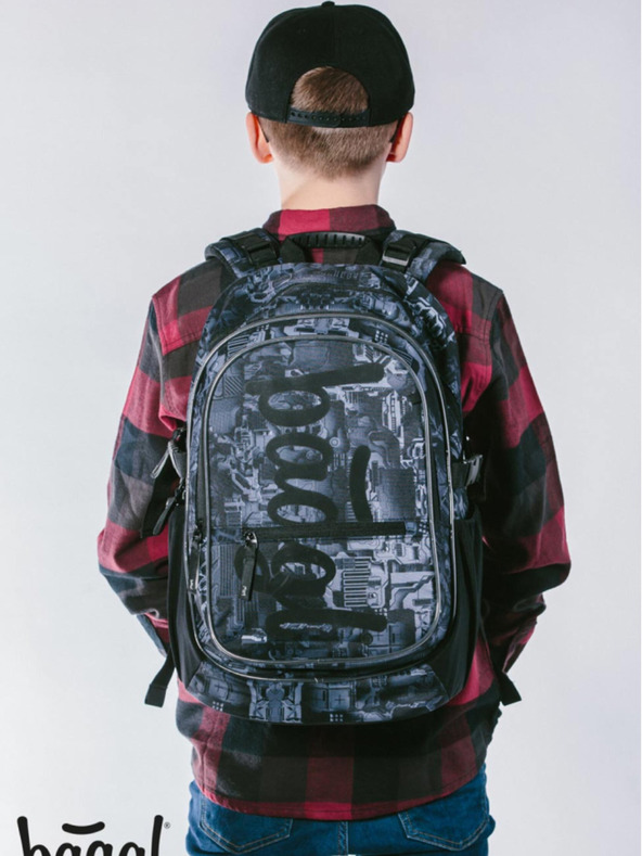 BAAGL  Set scuola grigio - zaino, astuccio, borsa Baagl Core Technic