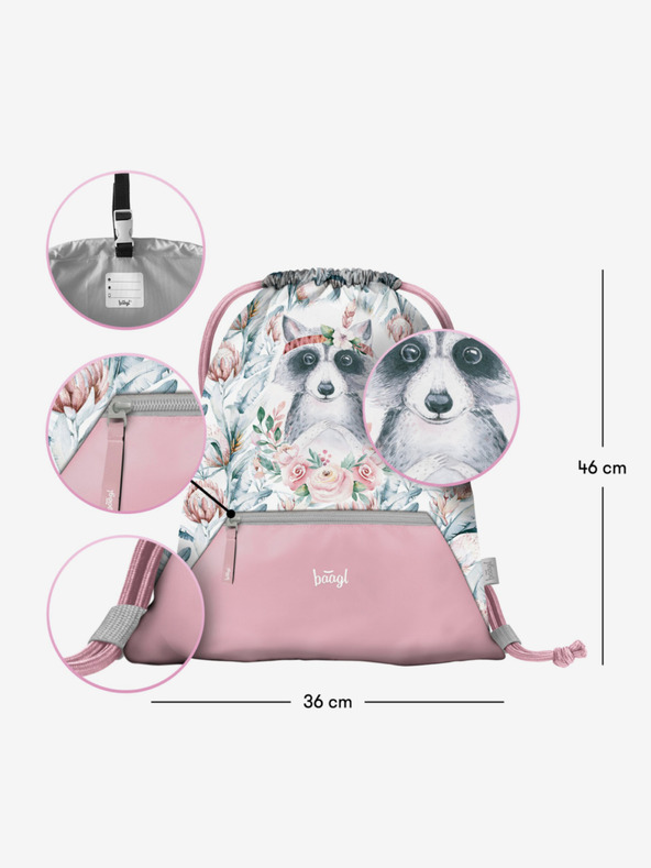 BAAGL  Borsa bianca con tasca Baagl Raccoon