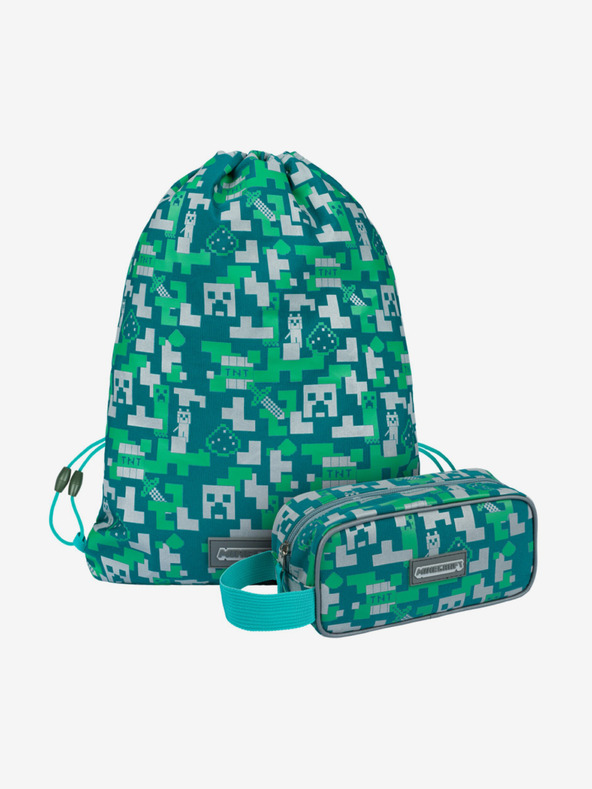 BAAGL  Set scuola verde - astuccio, borsa Baagl Minecraft 2 Silver Creeper