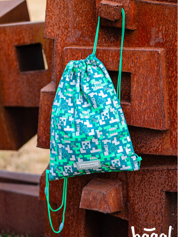 BAAGL  Set scuola verde - astuccio, borsa Baagl Minecraft 2 Silver Creeper