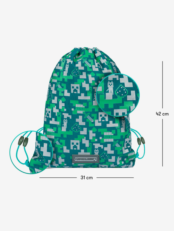 BAAGL  Set scuola verde - astuccio, borsa Baagl Minecraft 2 Silver Creeper