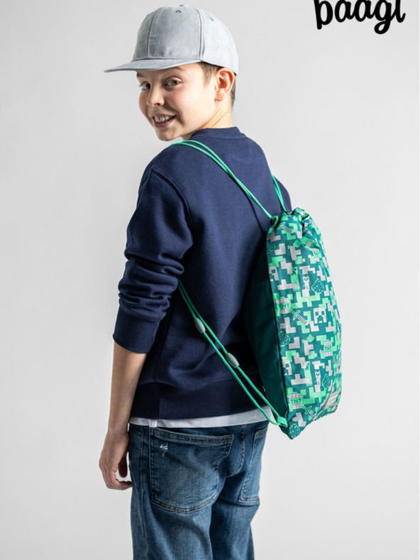 BAAGL  Set scuola verde - astuccio, borsa Baagl Minecraft 2 Silver Creeper