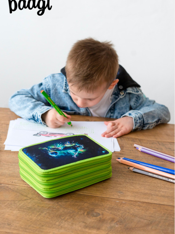 BAAGL  Astuccio scuola verde a tre livelli Baagl Football Player