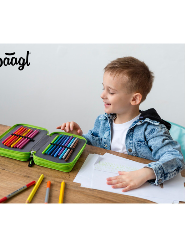 BAAGL  Astuccio scuola verde a tre livelli Baagl Football Player