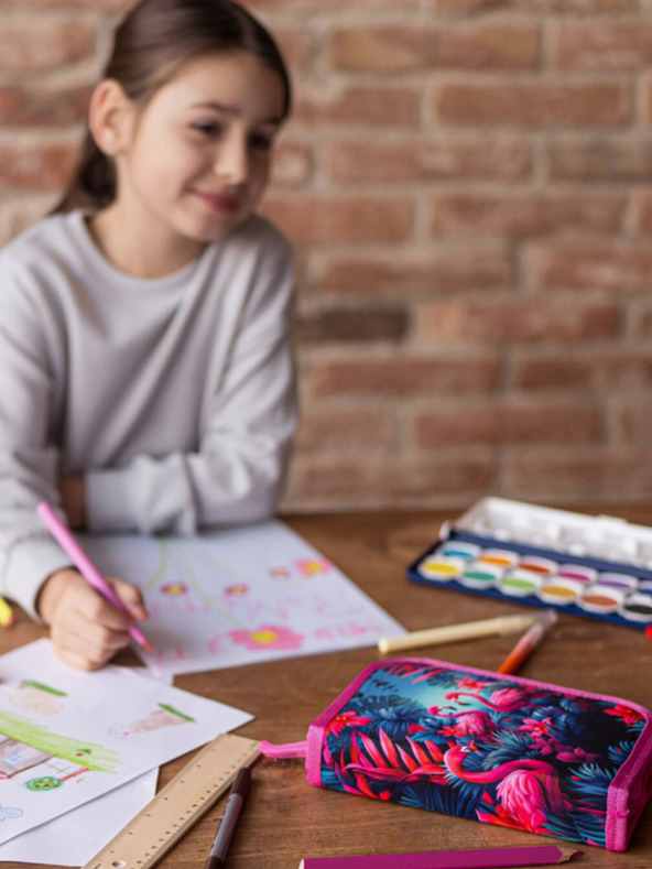 BAAGL  Astuccio rosa a un piano Baagl Flamingos