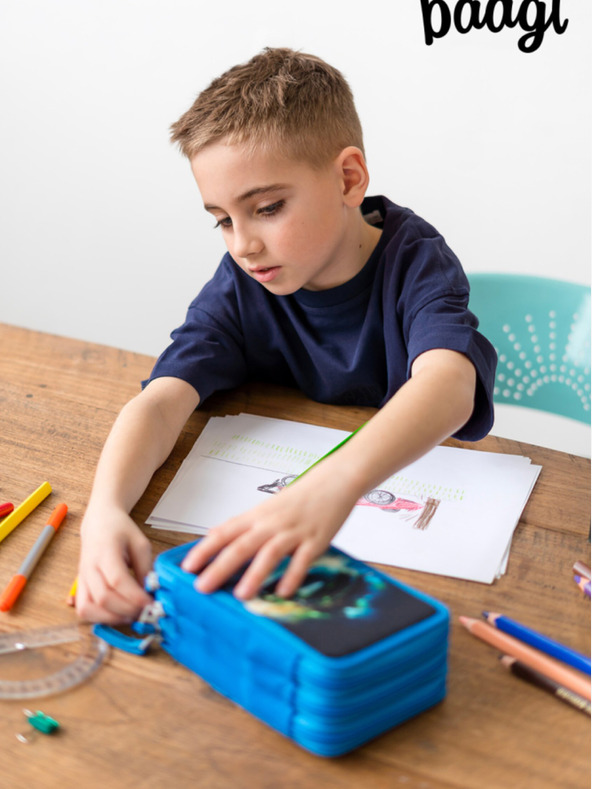 BAAGL  Astuccio blu a tre livelli Baagl Auto da corsa