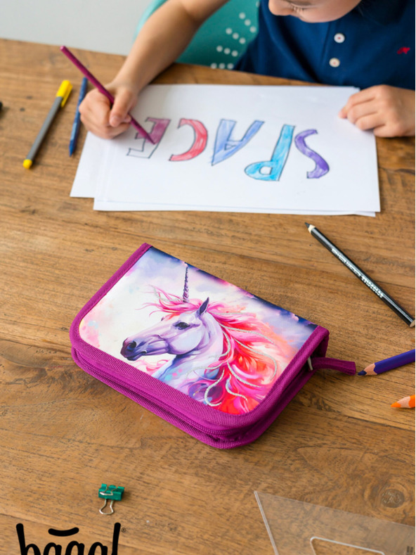 BAAGL  Astuccio per la scuola viola a un piano Baagl Unicorn Kingdom