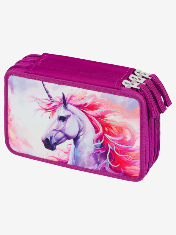 BAAGL  Astuccio per la scuola viola a tre livelli Baagl Unicorn Kingdom