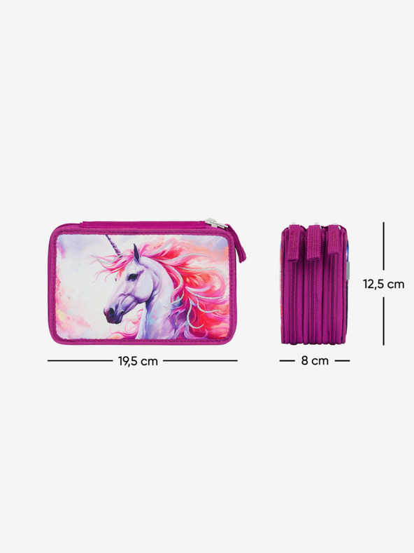 BAAGL  Astuccio per la scuola viola a tre livelli Baagl Unicorn Kingdom