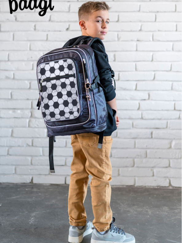 BAAGL  Zaino scuola nero Baagl Cubic Goal