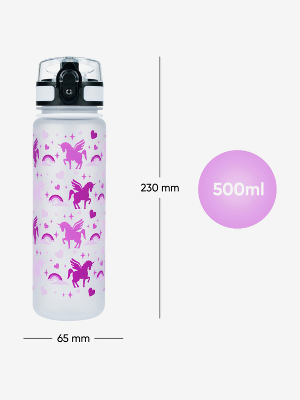 BAAGL  Biberon tritan viola regno degli unicorni, 500 ml Baagl