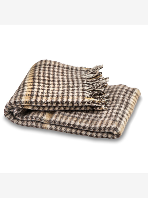 Balkanova Coperta di lana Elma XI - marrone e beige a quadri