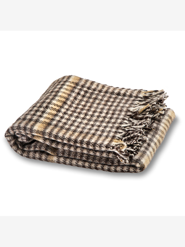 Balkanova Coperta di lana Elma XI - marrone e beige a quadri
