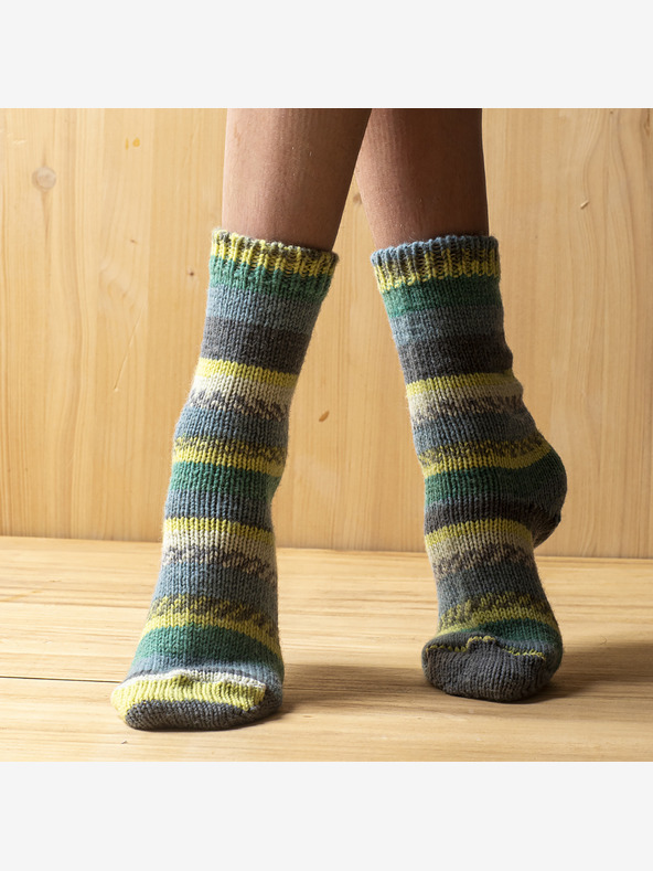 Balkanova Calzini in lana merino, fantasia verde