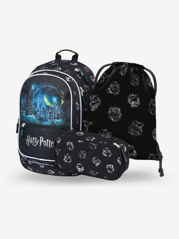 BAAGL  Set scuola nero - zaino, astuccio, borsa Baagl Core Harry Potter Hogwarts