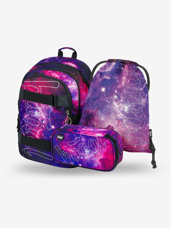 BAAGL  Viola 3 set skate galaxy: zaino, astuccio, borsa Baagl