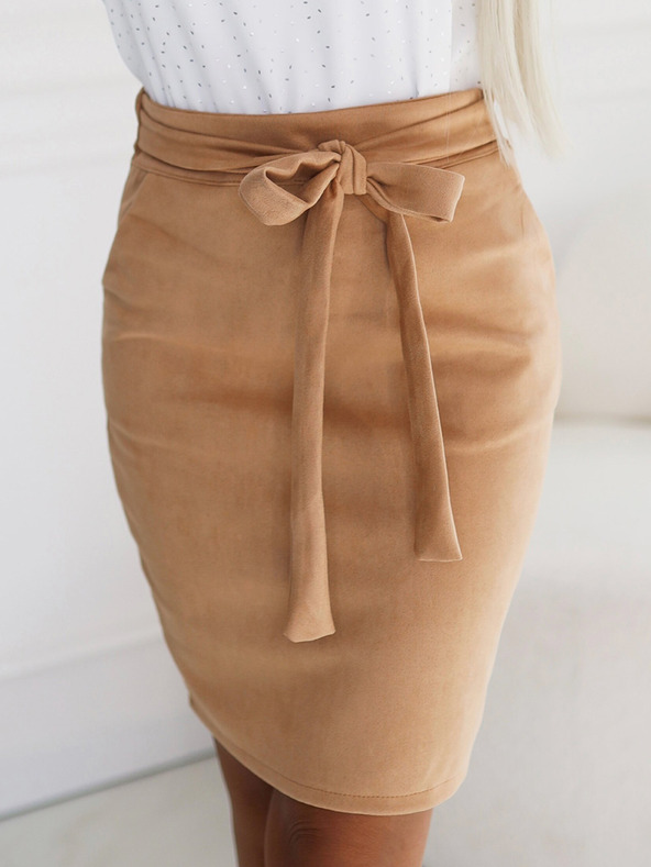 numoco Gonna a portafoglio in pelle scamosciata - Caramello Numoco