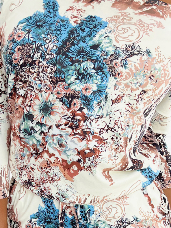 numoco Abito sportivo con tasche - beige e fiori blu Numoco