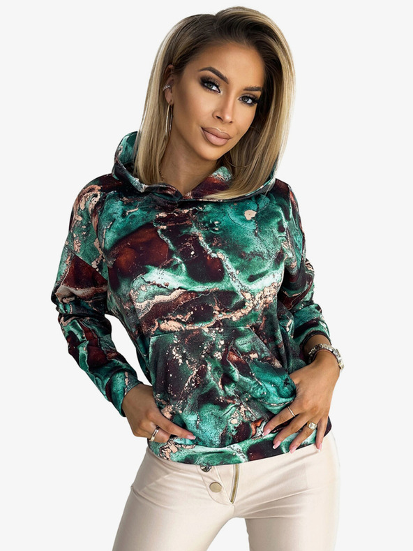 numoco Felpa con cappuccio - marmo marrone turchese Numoco