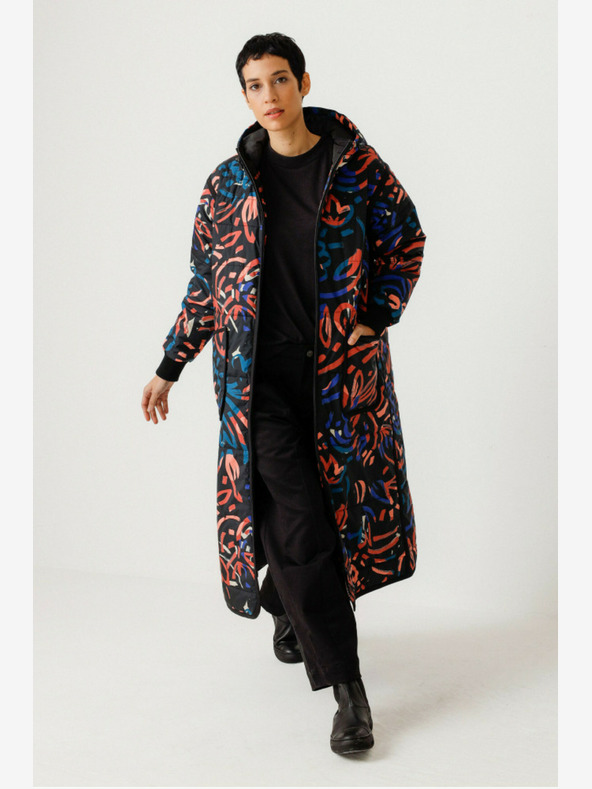 SKFK Cappotto invernale da donna blu e arancione a fantasia SKFK