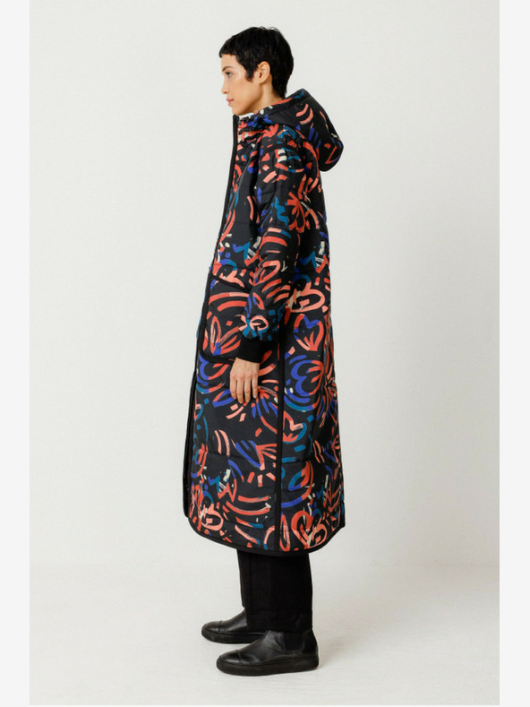 SKFK Cappotto invernale da donna blu e arancione a fantasia SKFK