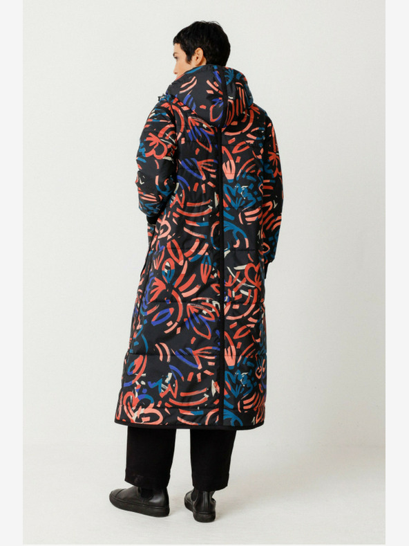 SKFK Cappotto invernale da donna blu e arancione a fantasia SKFK