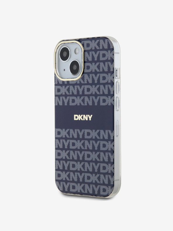 DKNY PC/TPU Ripetizione del modello Tonal Stripe Magsafe Back Cover per iPhone 15 Blue DKNY