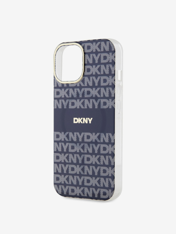 DKNY PC/TPU Ripetizione del modello Tonal Stripe Magsafe Back Cover per iPhone 15 Blue DKNY