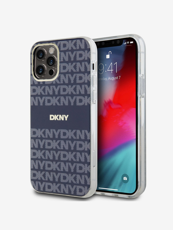 DKNY PC/TPU Ripetizione modello Tonal Stripe Magsafe Back Cover per iPhone 12/12 Pro Blu DKNY