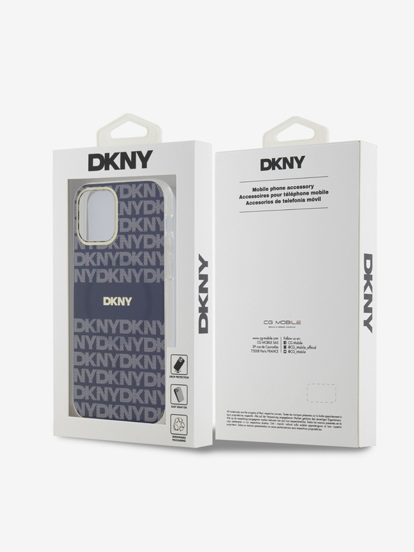 DKNY PC/TPU Ripetizione modello Tonal Stripe Magsafe Back Cover per iPhone 12/12 Pro Blu DKNY