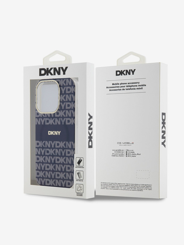 DKNY PC/TPU Ripetizione modello Tonal Stripe Magsafe Back Cover per iPhone 15 Pro Max Blu DKNY