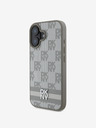 DKNY Cover posteriore con motivo a scacchi e strisce in pelle PU DKNY per iPhone 16 Beige