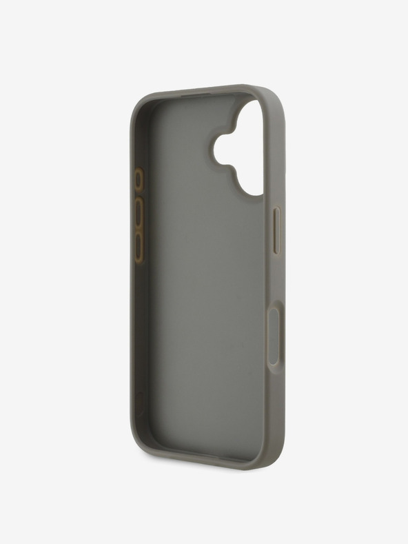 DKNY Cover posteriore con motivo a scacchi e strisce in pelle PU DKNY per iPhone 16 Beige