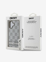 DKNY Cover posteriore con motivo a scacchi e strisce in pelle PU DKNY per iPhone 16 Beige