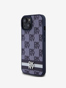 DKNY DKNY Cover posteriore in pelle PU con motivo a scacchi e strisce per iPhone 15 Blue