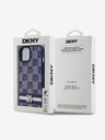 DKNY DKNY Cover posteriore in pelle PU con motivo a scacchi e strisce per iPhone 15 Blue