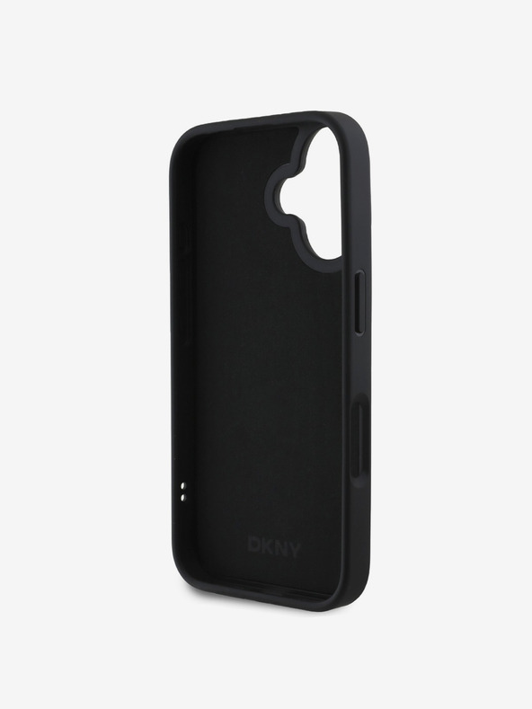 DKNY DKNY Cover posteriore in gomma 3D con logo a righe ripetute per iPhone 16 nero
