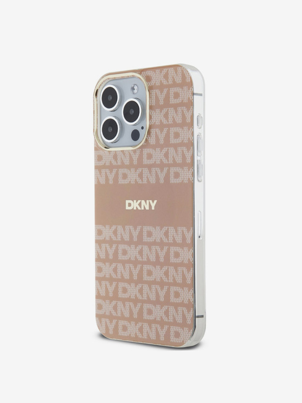 DKNY PC/TPU Ripetizione modello Tonal Stripe Magsafe Back Cover per iPhone 15 Pro Max rosa DKNY