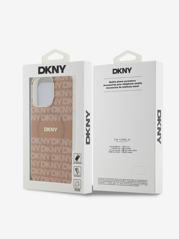 DKNY PC/TPU Ripetizione modello Tonal Stripe Magsafe Back Cover per iPhone 15 Pro Max rosa DKNY