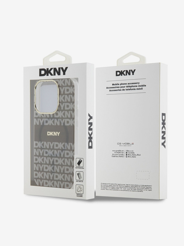 DKNY PC/TPU Ripetizione del modello Tonal Stripe Magsafe Back Cover per iPhone 13 Pro Max Beige DKNY