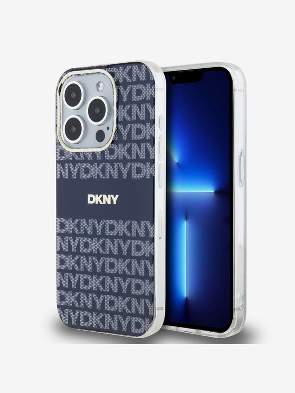 DKNY PC/TPU Ripetizione modello Tonal Stripe Magsafe Back Cover per iPhone 13 Pro Max Blu DKNY