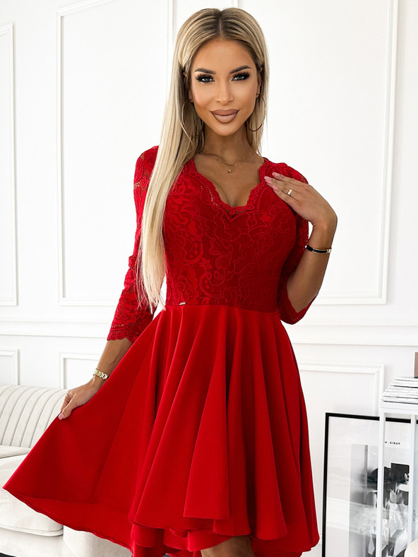 numoco Abito con scollo in pizzo e schiena lunga - rosso Numoco NICOLLE