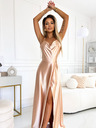 numoco Abito lungo in raso con esclusiva scollatura sulla schiena - oro Numoco PERLA