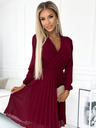 numoco Abito plissettato con scollo e maniche lunghe - Borgogna Numoco ISABELLE