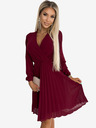 numoco Abito plissettato con scollo e maniche lunghe - Borgogna Numoco ISABELLE