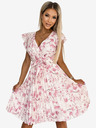 numoco Abito plissettato con scollo e rouches - fiori rosa Numoco POLINA