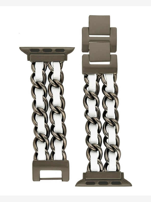 Steve Madden Cinturino Steve Madden da donna in acciaio e pelle vegana per Apple Watch 38/40/41 mm, WS/1001BKWT424445