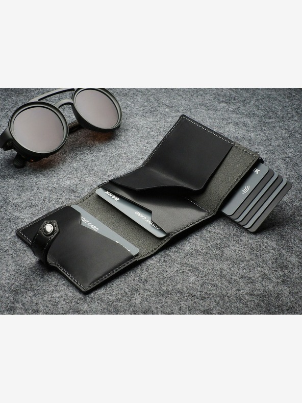 Pularys Portafoglio in pelle da uomo Pularys Hiker nero 211114101