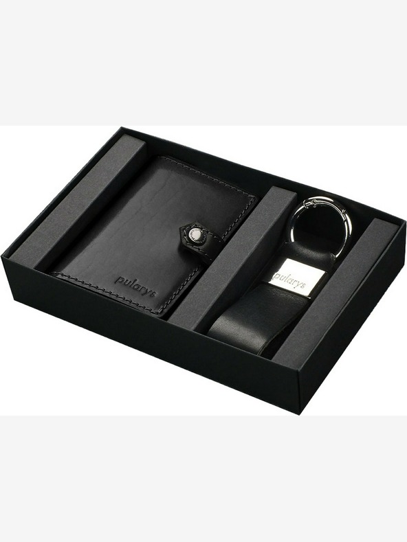 Pularys Pularys Portafoglio in pelle Hiker da uomo e set regalo portachiavi nero 211314101